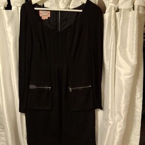 Phoebe Couture Black Dress with Zipper Accents 50% Wool 4 💙💙💙💙